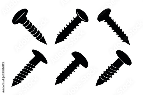 Collection of Black Screw and Bolt Icons
