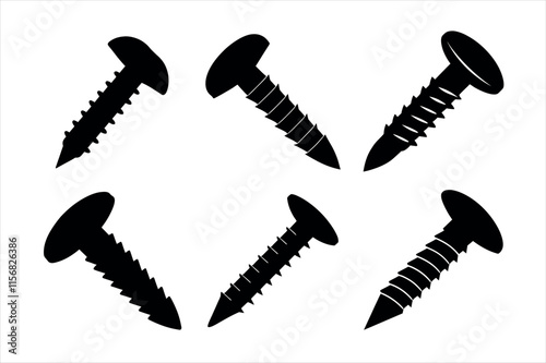 Collection of Black Screw and Bolt Icons
