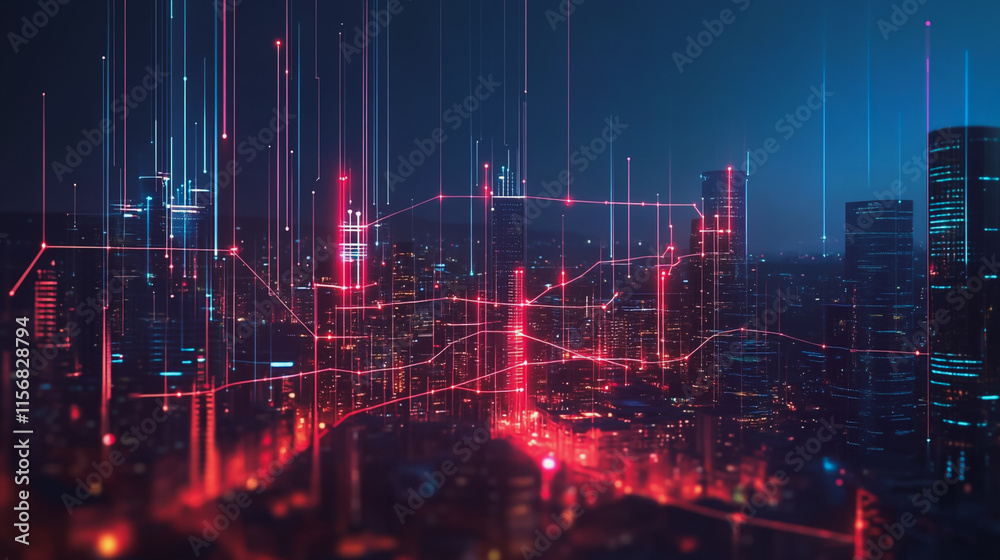 Smart digital Innovation city with connection network reciprocity over the cityscape. of future smart wireless city and social media networking systems that connects business people with in city Smart digital Innovation city with connection network reciprocity over the cityscape. of future smart wireless city and social media networking systems that connects business people with in city