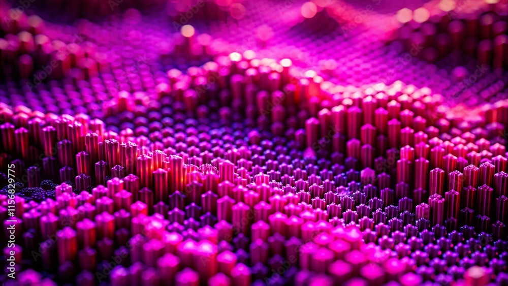 Fototapeta premium Abstract Magenta & Purple Gradient Background with Digital Cell Pattern - Tilt-Shift Effect