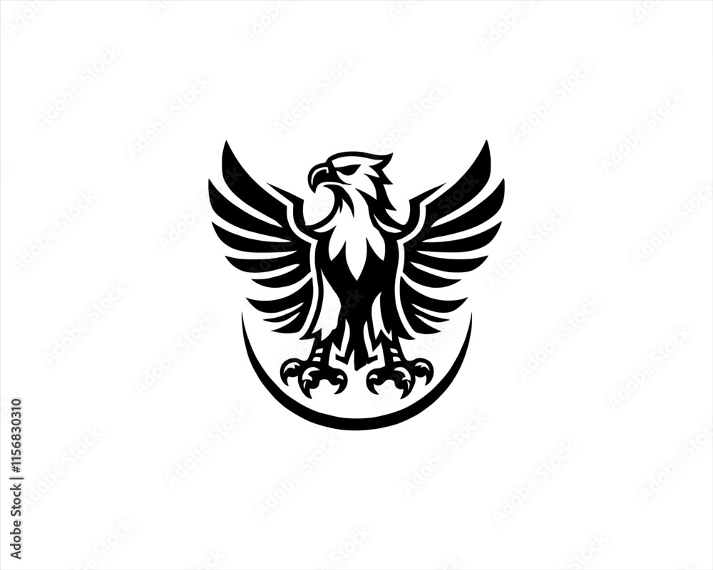 Fototapeta premium Eagle silhouette logo design icon vector template. Black Color Eagle icon illustration.