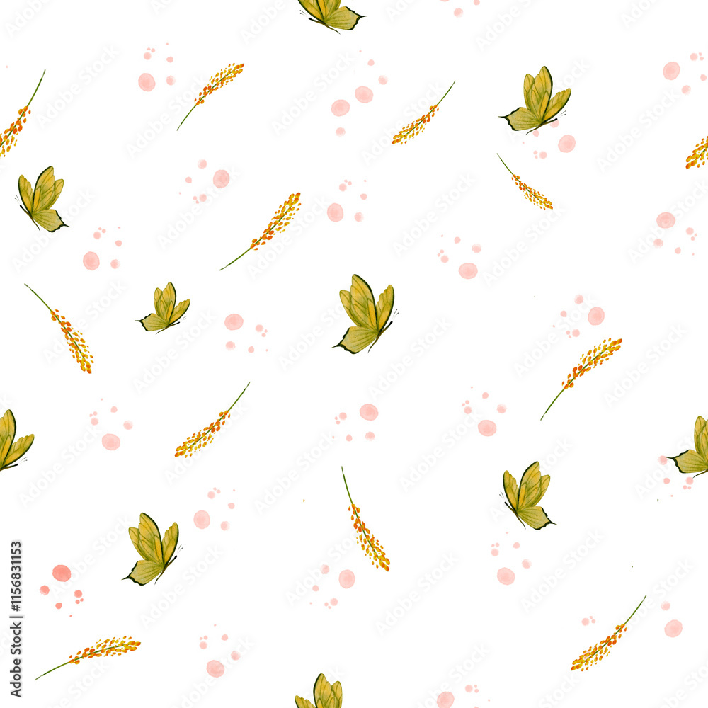 Seamless Watercolor Pattern with Yellow Butterflies, Vibrant Spring and Summer Garden Mood Design
Seamless Watercolor Pattern with Yellow Butterflies, Vibrant Spring and Summer Garden Mood Design