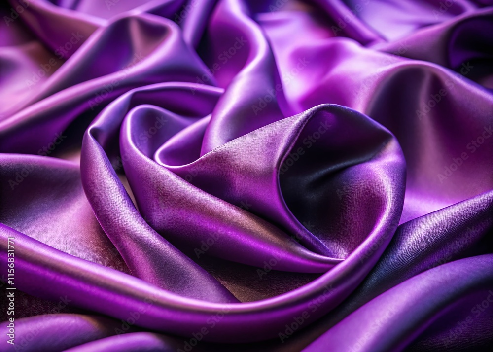 Obraz premium Abstract Purple Silk Fabric Waves: Macro Textile Texture Photography