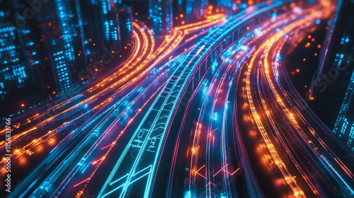 Smart digital Innovation city with connection network reciprocity over the cityscape. of future smart wireless city and social media networking systems that connects business people with in city