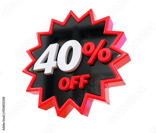 40 Percent Offer Label in 3d