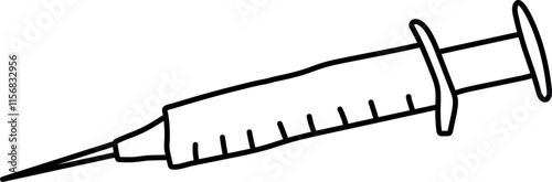 Simple Black Outline of a Syringe