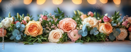 Einzelne Blumen nebeneinander auf dem Tisch liegend photo