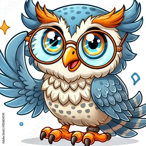 Cartoon of a cute owl, on a white background 