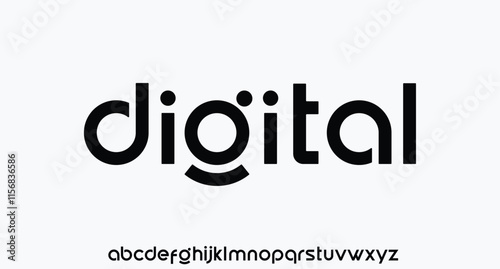 Digital abstract minimal modern alphabet fonts for logo. Typography technology electronic digital music future creative font. vector illustration
