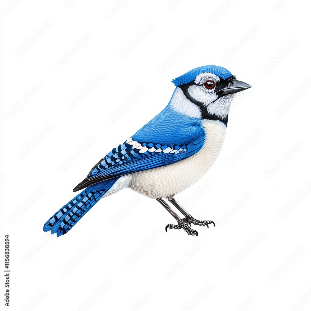 Fototapeta premium A picturesque Blue Jay bird on a branch, suitable for nature-themed projects or educational materials.