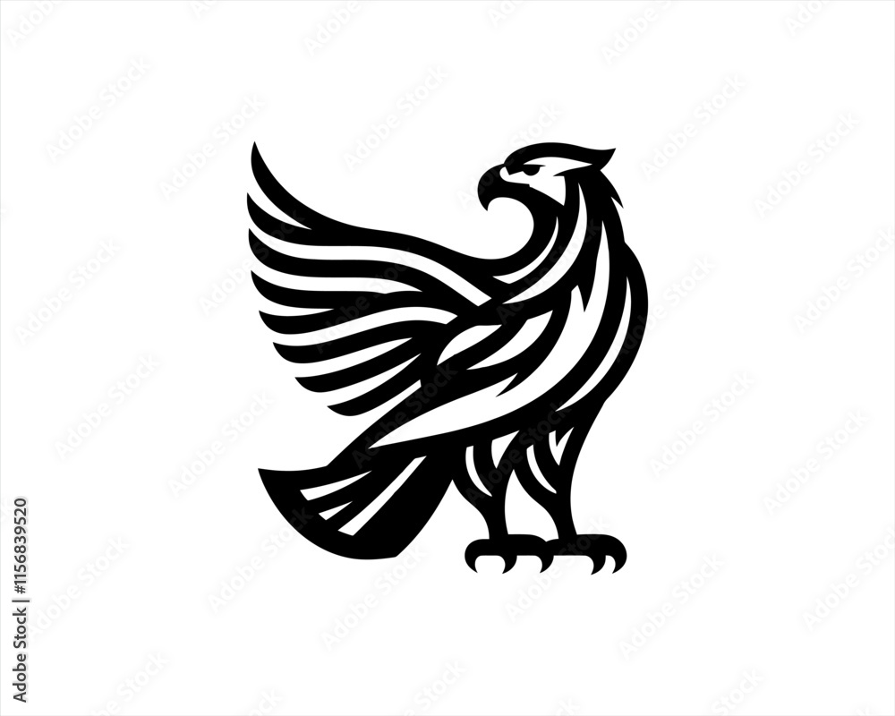 Obraz premium Eagle silhouette logo design icon vector template. Black Color Eagle icon illustration.