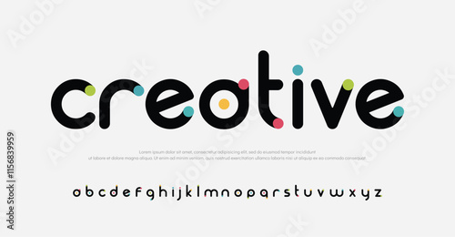 Future font creative modern alphabet fonts. Typography colorful bold witn color dot regular. vector illustrator