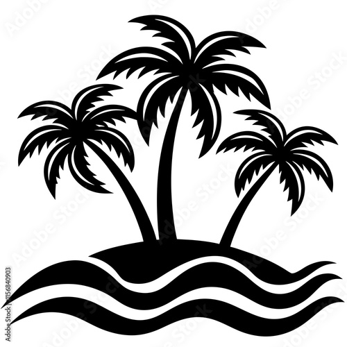 tropical island with palms