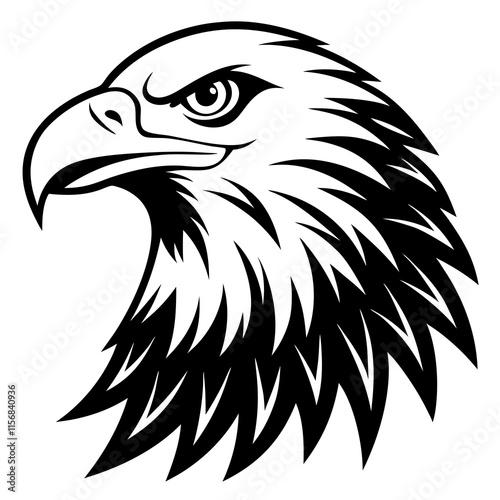 Flying Eagle bird head Silhouette isolated on white background Minimalist Eagle vector shape