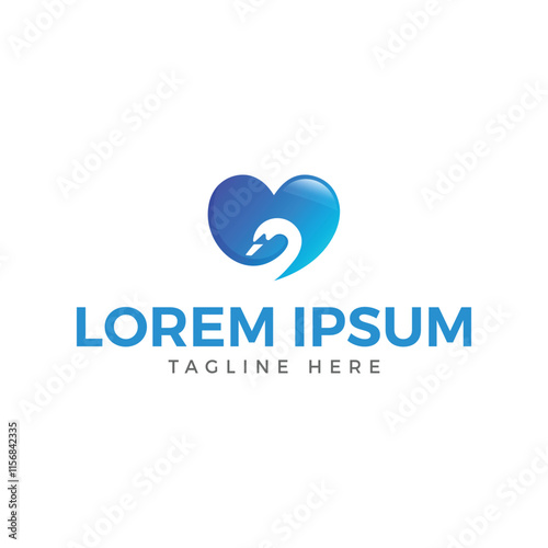 Heart-shaped logo with a stylized swan, representing love and peace.