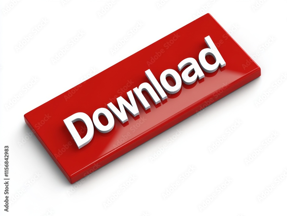 Red Download Button Icon for Digital Content Red Download Button Icon for Digital Content