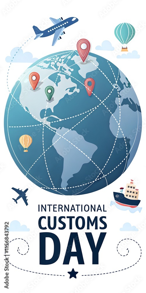 Fototapeta premium Customs Day. illustration Art, International Customs Day,