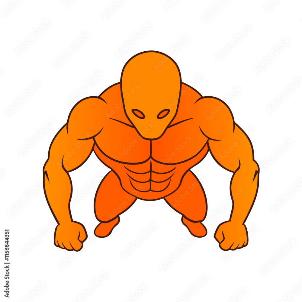 Obraz premium Bodybuilder performing a push-up on the ground vector silhouette on a white background