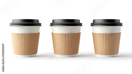 Wallpaper Mural Three Perfectly Rendered Coffee Cup Mockups: Clean Studio Shot. AI Generated Torontodigital.ca