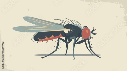 Colorful Cartoon Fly Insect Vector Illustration