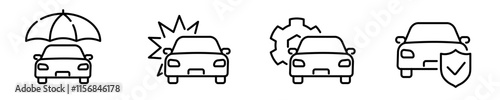 Car insurance icon set. Car insurance