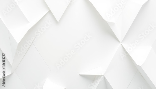 Geometric white paper texture with folded shapes for modern design backgrounds