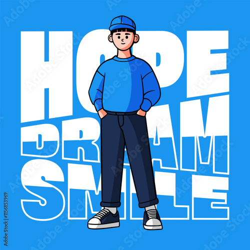 Cartoon comic dream smile streetwear typography illustration