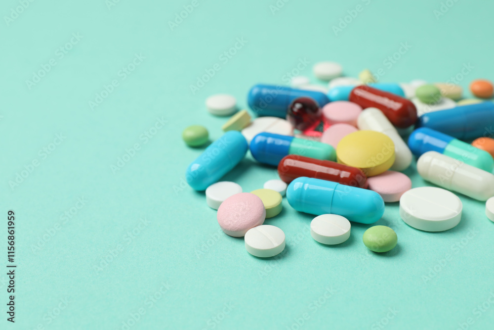 Various pills on a colored background Various pills on a colored background