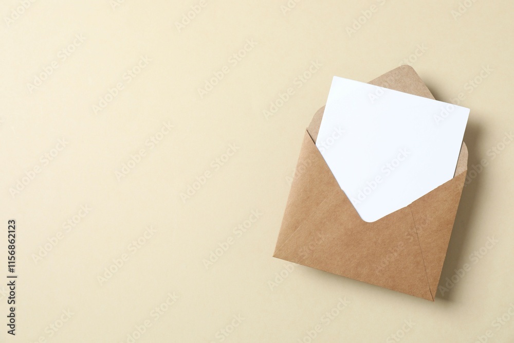 Paper card with envelope on color background Paper card with envelope on color background