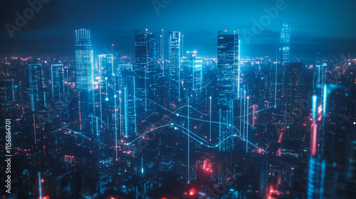 Wallpaper Mural Smart digital Innovation city with connection network reciprocity over the cityscape. of future smart wireless city and social media networking systems that connects business people with in city Torontodigital.ca