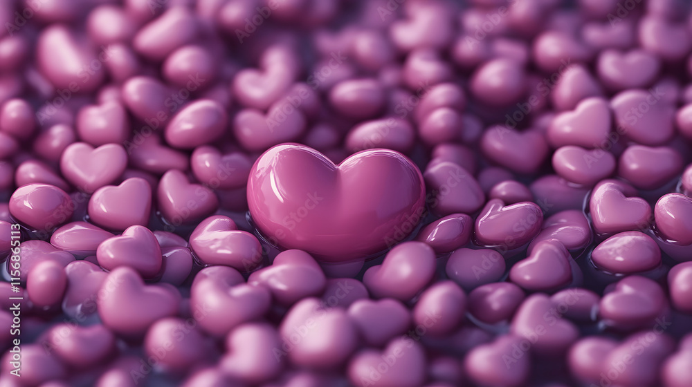 Obraz premium Heart background. Valentine Wallpaper with Pink love hearts. 3D Render