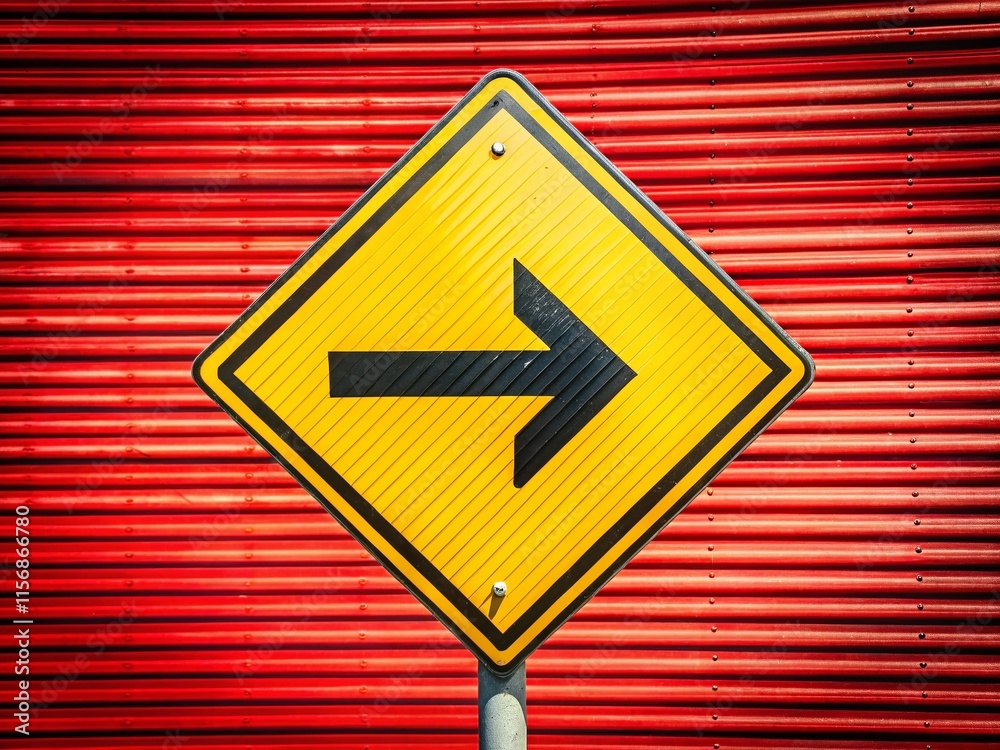 Caution Road Sign Arrow Right, Diagonal Red White Stripes, Warning Direction, Safety Sign, Traffic Signal Caution Road Sign Arrow Right, Diagonal Red White Stripes, Warning Direction, Safety Sign, Traffic Signal