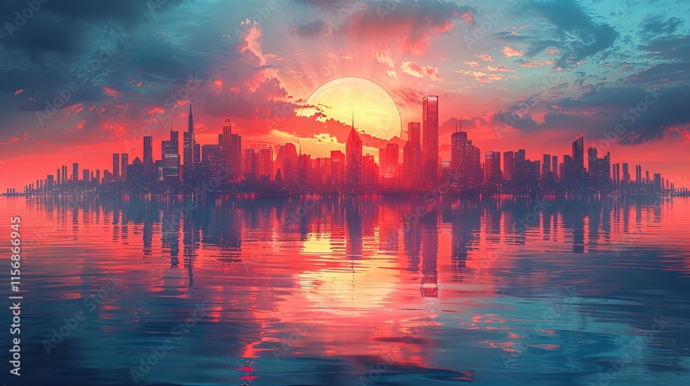 flat design, illustration, The Dream City: A futuristic city created in Flat Design comes to life flat design, illustration, The Dream City: A futuristic city created in Flat Design comes to life