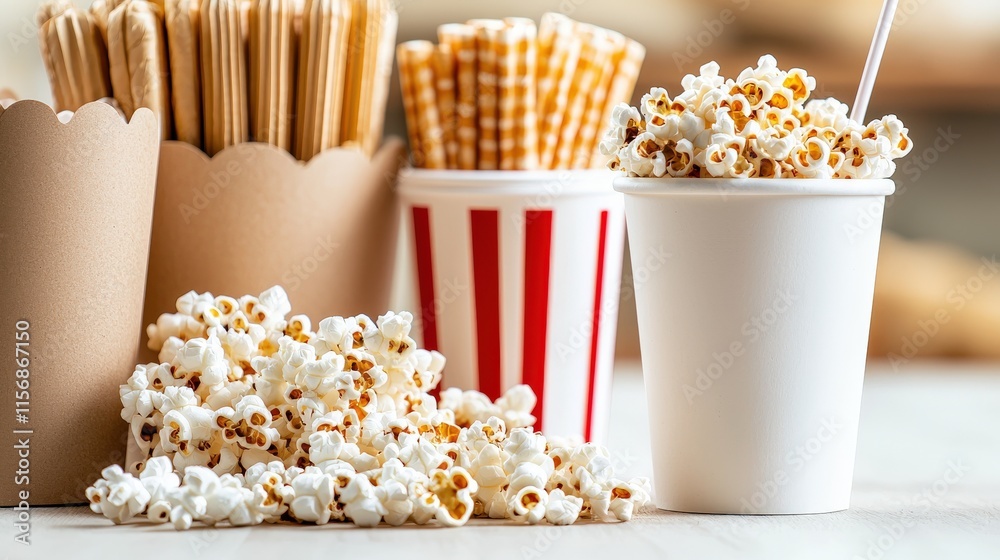 Popcorn delight movie theater food photography indoor setting close-up