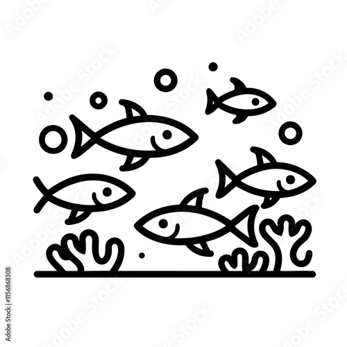 printable coloring pages of the school of fish swimming above coral reef, this is ideal outline coloring pages for kindergarten printable