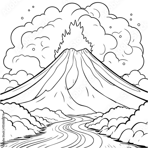 printable coloring pages of volcano eruption, this is ideal outline coloring pages for kindergarten printable