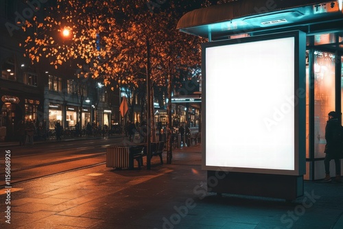 Blank Billboard at Night