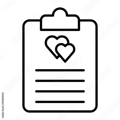 An icon of a clipboard with a heart and document lines, representing a wedding contract or marriage certificate