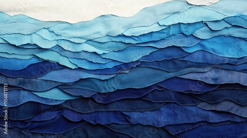 Wallpaper Mural Lively Textured Fabric Waves in Shades of Blue and Aqua Tones Torontodigital.ca