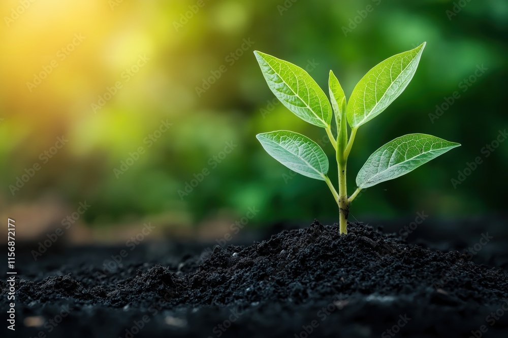 Young Plant Growing in Sunlight Young Plant Growing in Sunlight