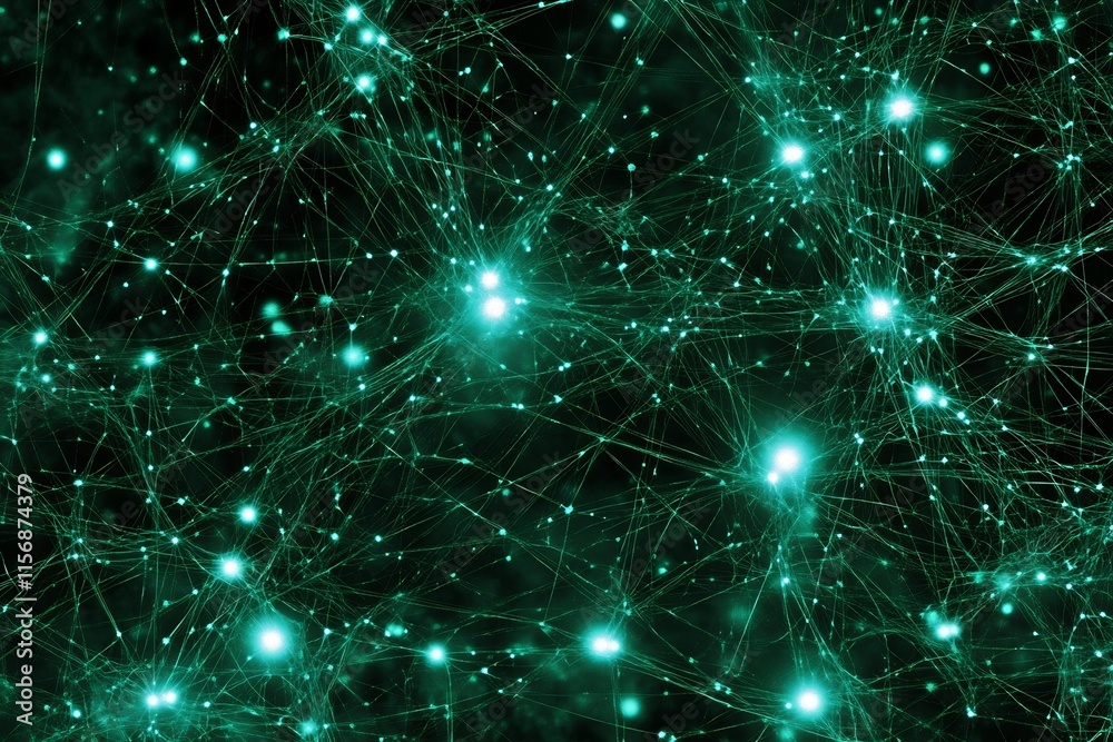 Obraz premium Mesmerizing Interconnected Glowing Particles Forming Abstract Digital Landscape
