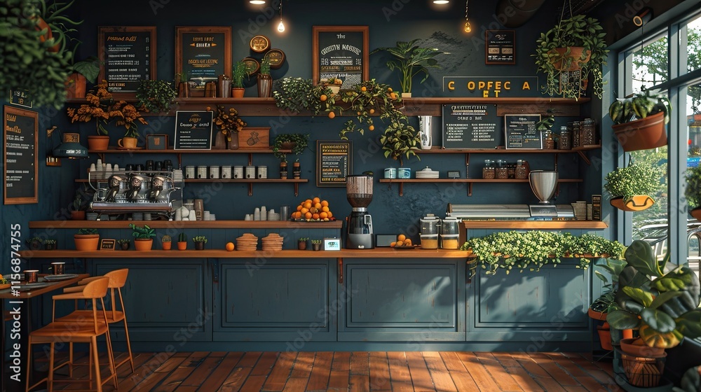 custom made wallpaper toronto digitalflat design, illustration, The Corner Cafe: A cozy little coffee shop with a warm atmosphere