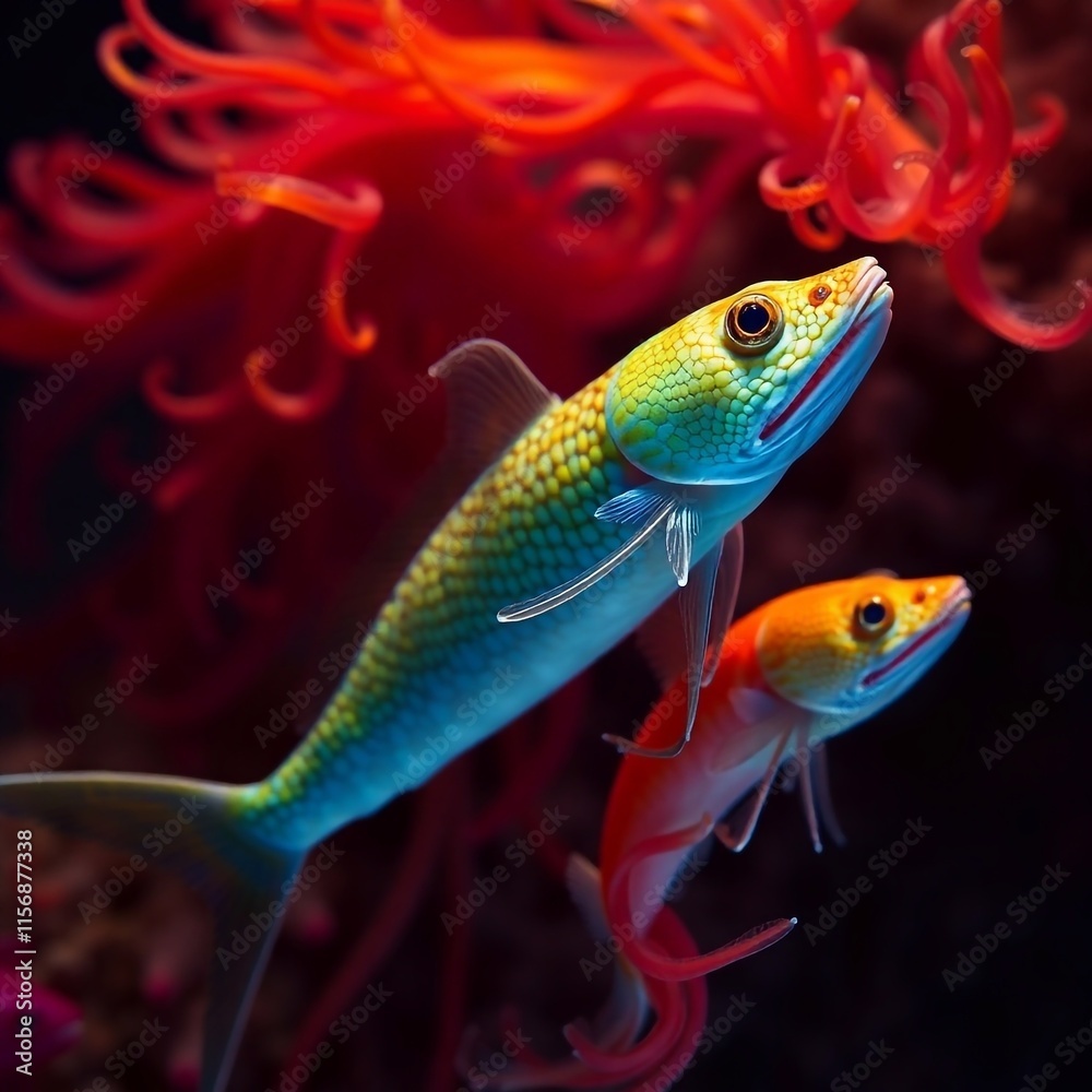 Fototapeta premium Bright fish on the background of the reef.