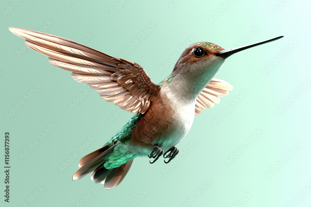 Fototapeta premium colorful hummingbird in mid flight with vibrant feathers