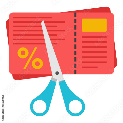 A flat design icon of half price discount