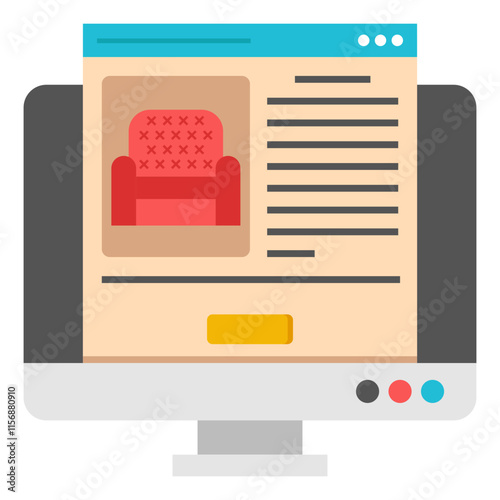 A flat design icon of online furniture