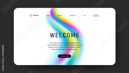 Abstract wave futuristic design of landing page. retro gradient mesh website design	