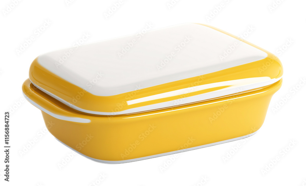 Butter Dish with Lid for Freshness - Isolated on White Background Butter Dish with Lid for Freshness - Isolated on White Background
