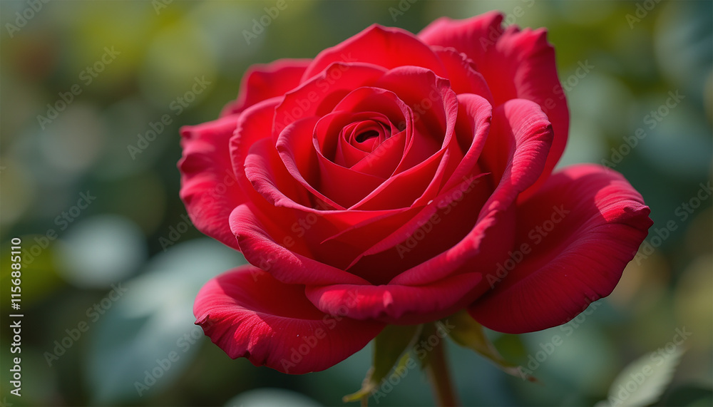 A vibrant red rose prominently displayed in the foreground A vibrant red rose prominently displayed in the foreground