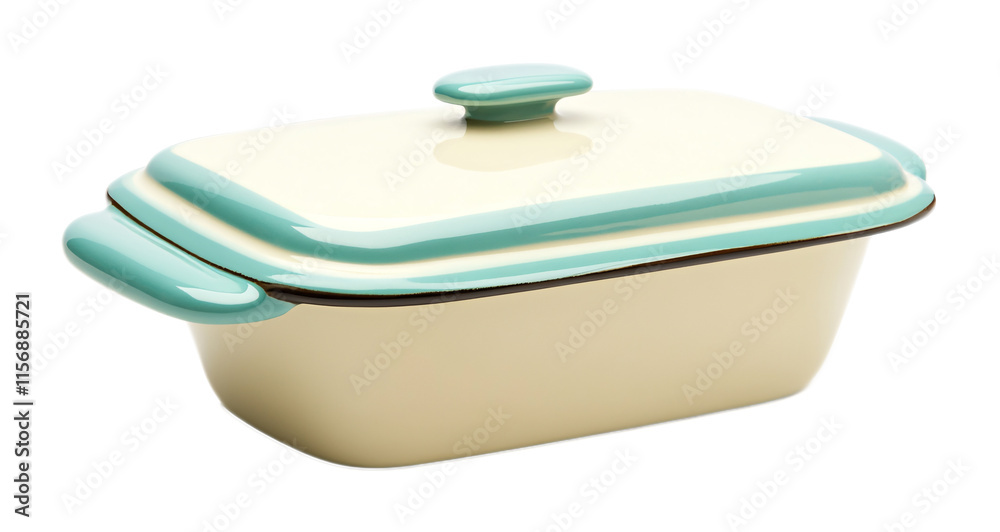 Butter Dish with Lid for Freshness - Isolated on White Background Butter Dish with Lid for Freshness - Isolated on White Background